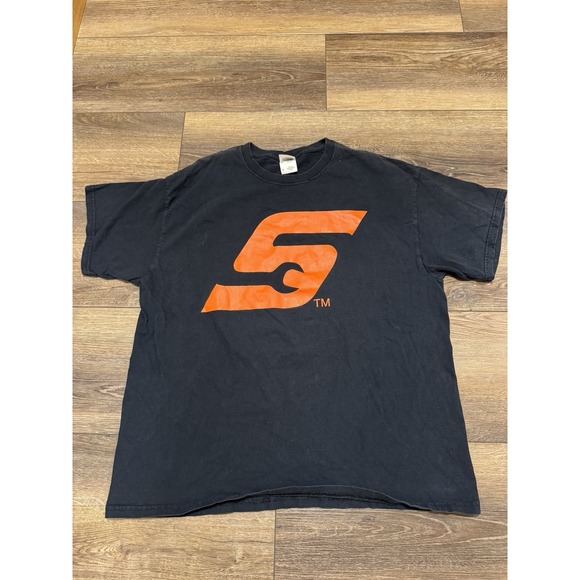 Vintage Mens Size XL Snap On Tools Tee Shirt Hanes Heavy Black Orange Used - Picture 1 of 6